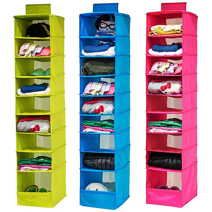 9 Shelves Hanging Closet Wardrobe Clothes Rack Storage Organizer Bag Blanket Image 1