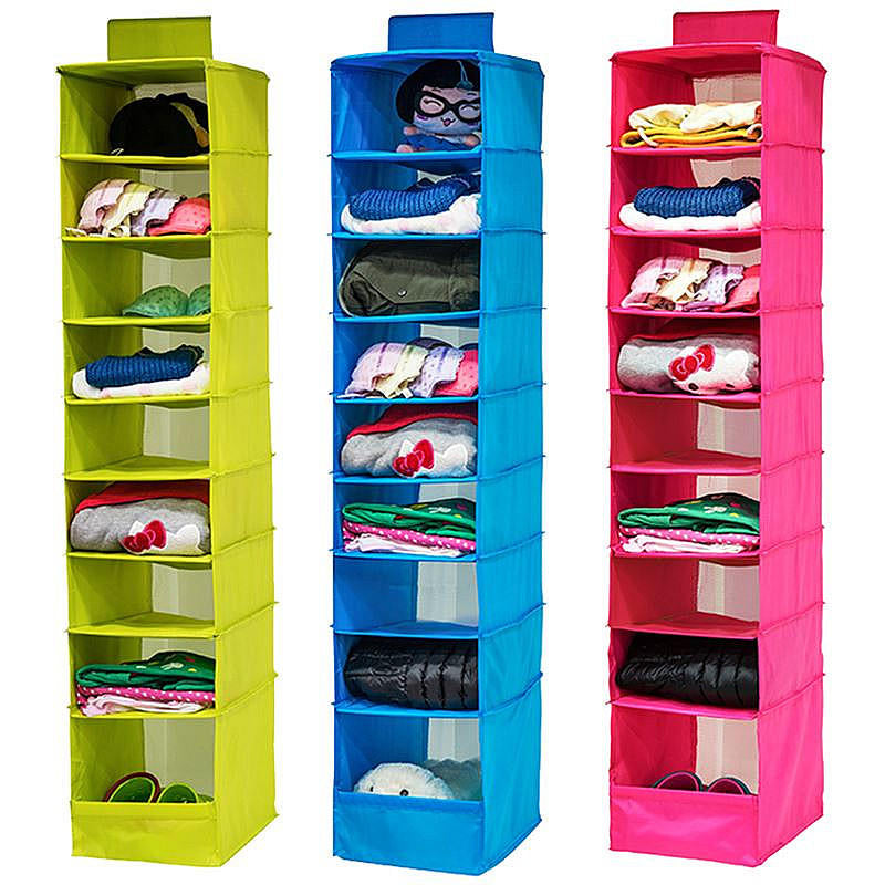 9 Shelves Hanging Closet Wardrobe Clothes Rack Storage Organizer Bag Blanket Image 1