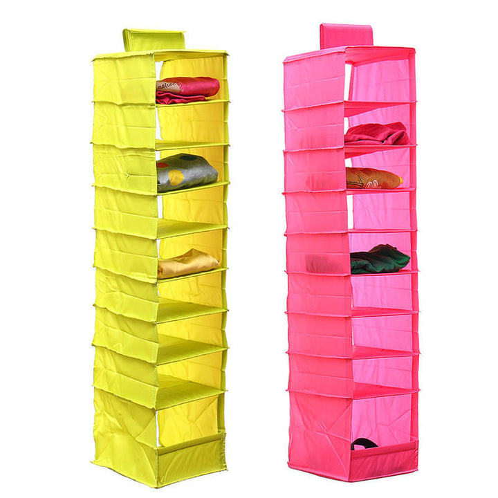 9 Shelves Hanging Closet Wardrobe Clothes Rack Storage Organizer Bag Blanket Image 5