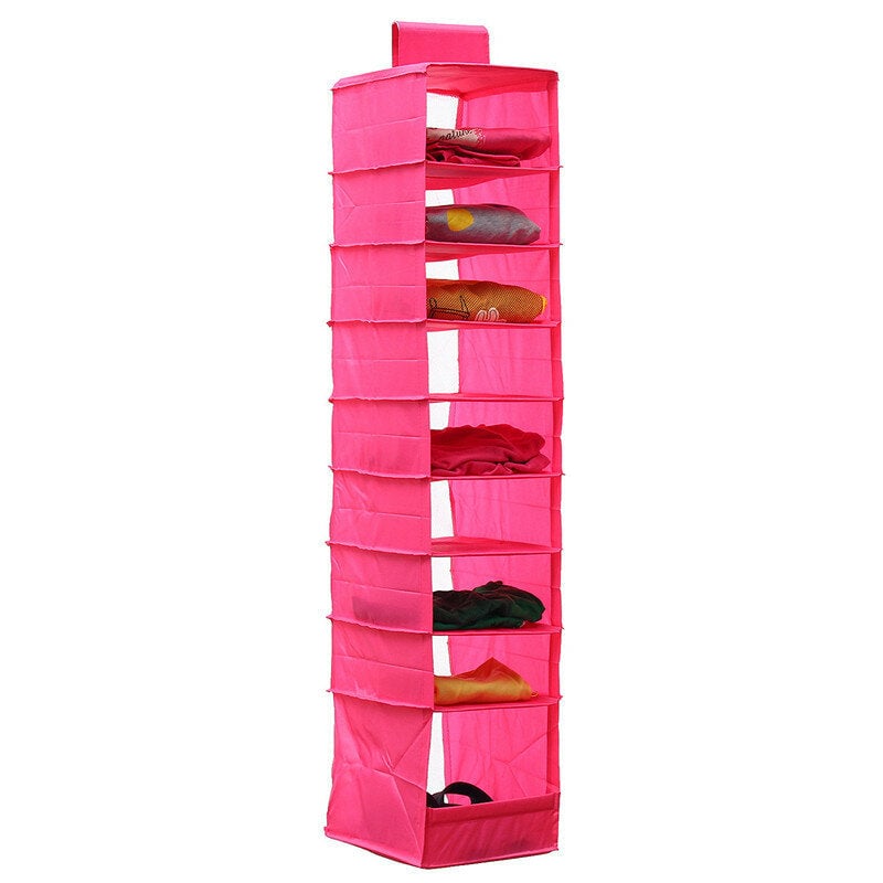 9 Shelves Hanging Closet Wardrobe Clothes Rack Storage Organizer Bag Blanket Image 7