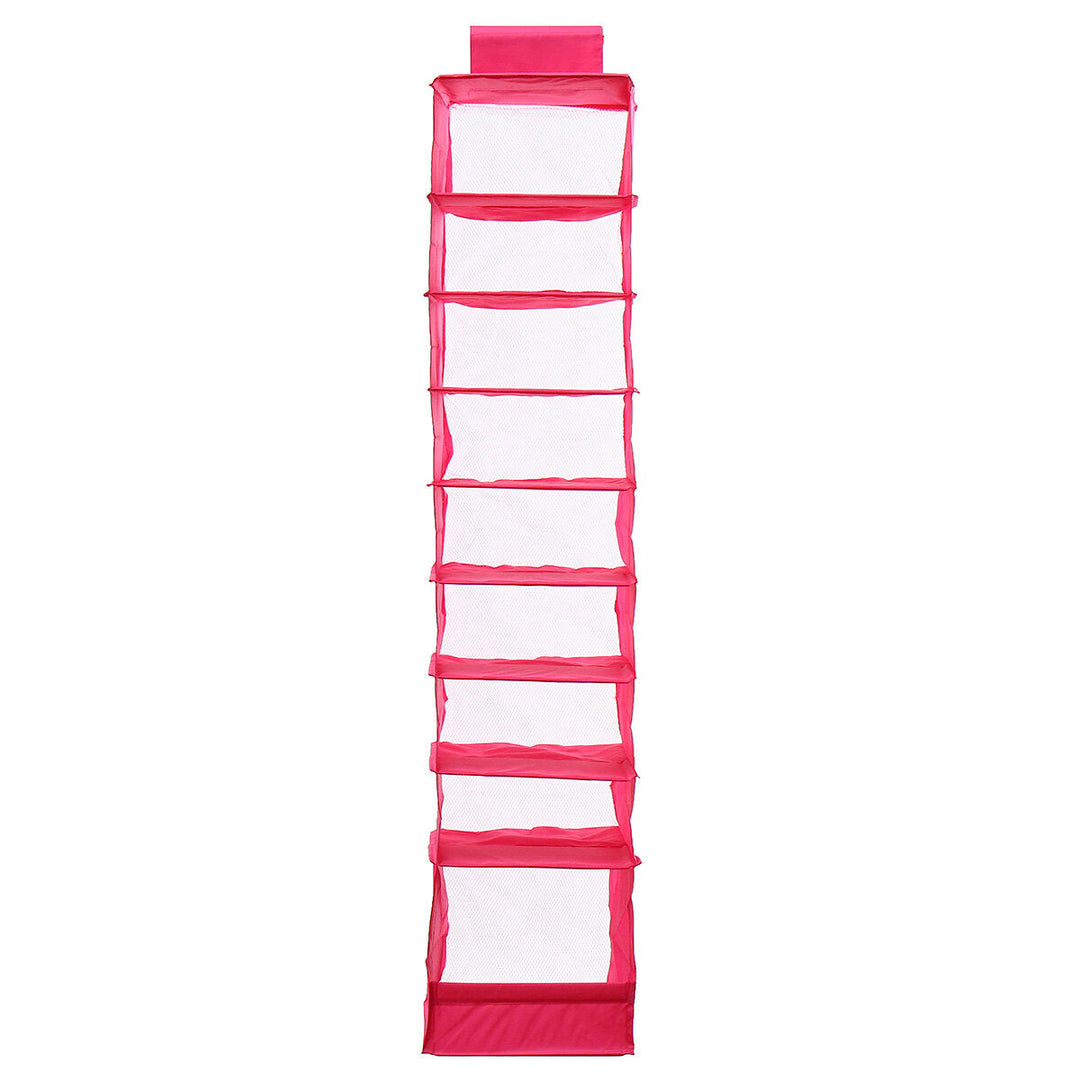 9 Shelves Hanging Closet Wardrobe Clothes Rack Storage Organizer Bag Blanket Image 8