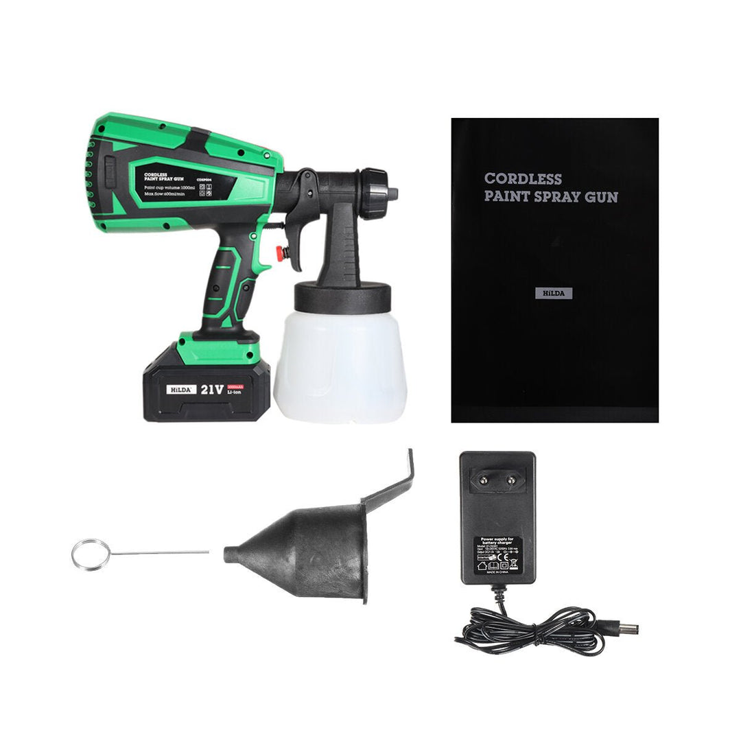 800W 21V Cordless Rechargeable Electric Paint Sprayer 1000ml High Pressure Spray Guns W, Adjustment Knob For DIY Image 2