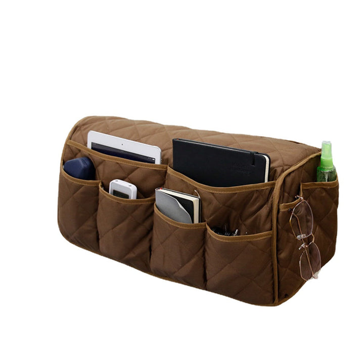 Armrest Bag Bedside Sofa Storage Organizer with 6 Pockets for Laptop Notebook Books Phone Image 4