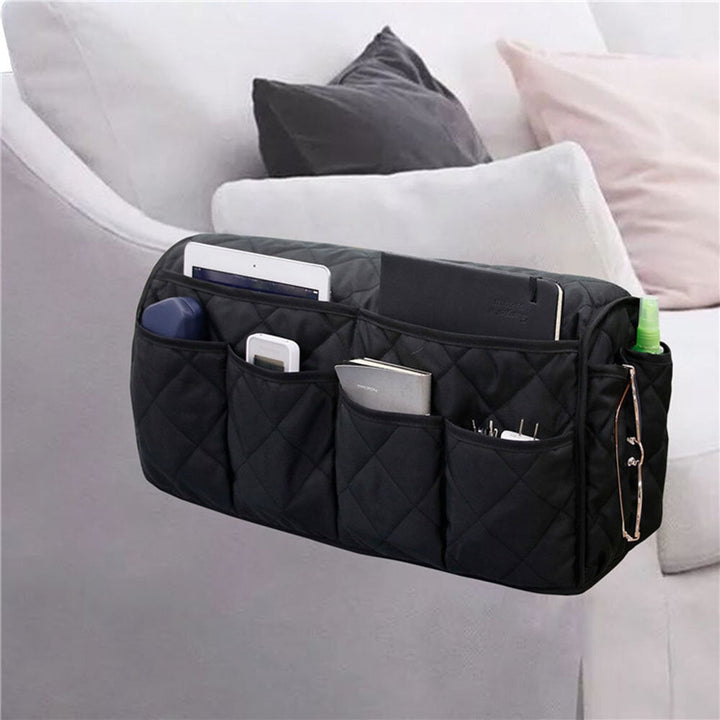 Armrest Bag Bedside Sofa Storage Organizer with 6 Pockets for Laptop Notebook Books Phone Image 5