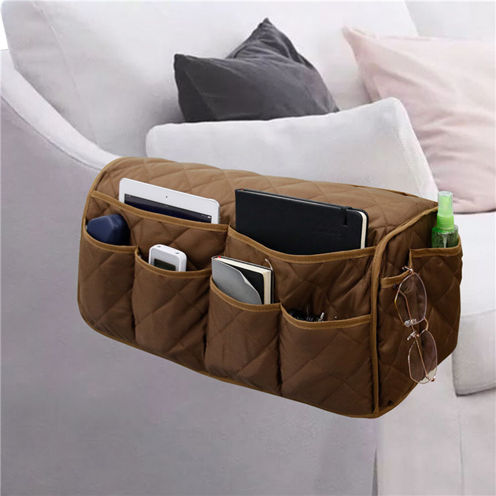 Armrest Bag Bedside Sofa Storage Organizer with 6 Pockets for Laptop Notebook Books Phone Image 6