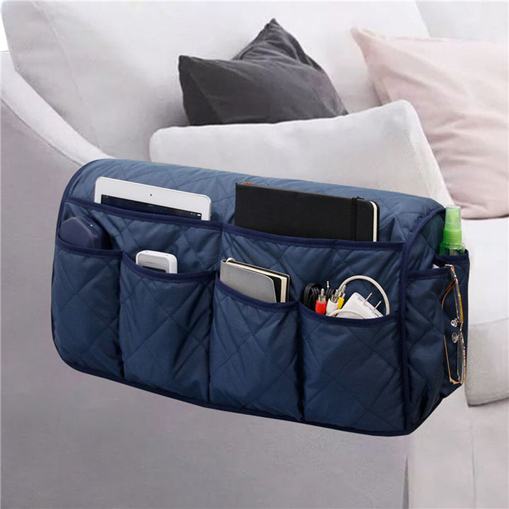 Armrest Bag Bedside Sofa Storage Organizer with 6 Pockets for Laptop Notebook Books Phone Image 7