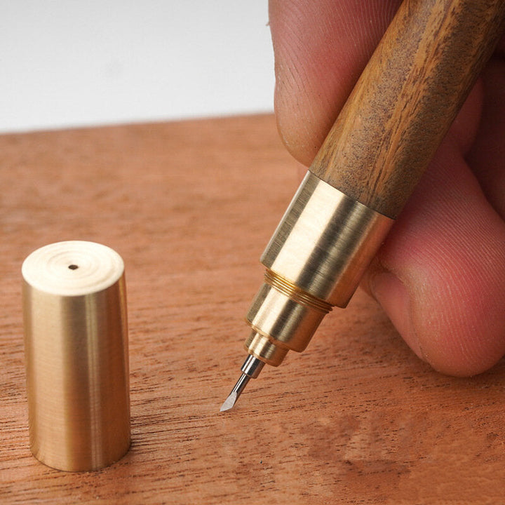 Brass Woodworking Scriber Alloy Tip Dual-purpose Pen Sharpener for Gel Pen Cutter Carve Tool Image 3