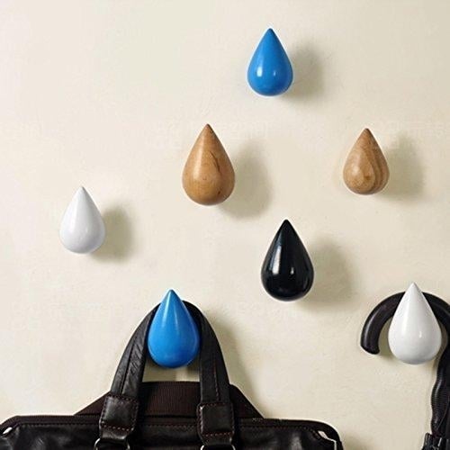 Brief Water Drop Shaped Hook Wooden Decorative Wall Mounted Hanger Bedroom Image 2