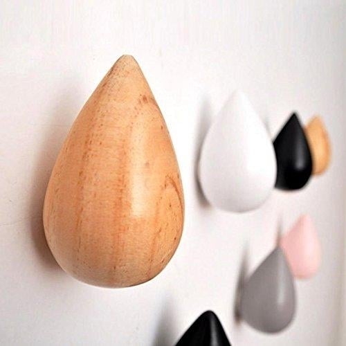 Brief Water Drop Shaped Hook Wooden Decorative Wall Mounted Hanger Bedroom Image 5