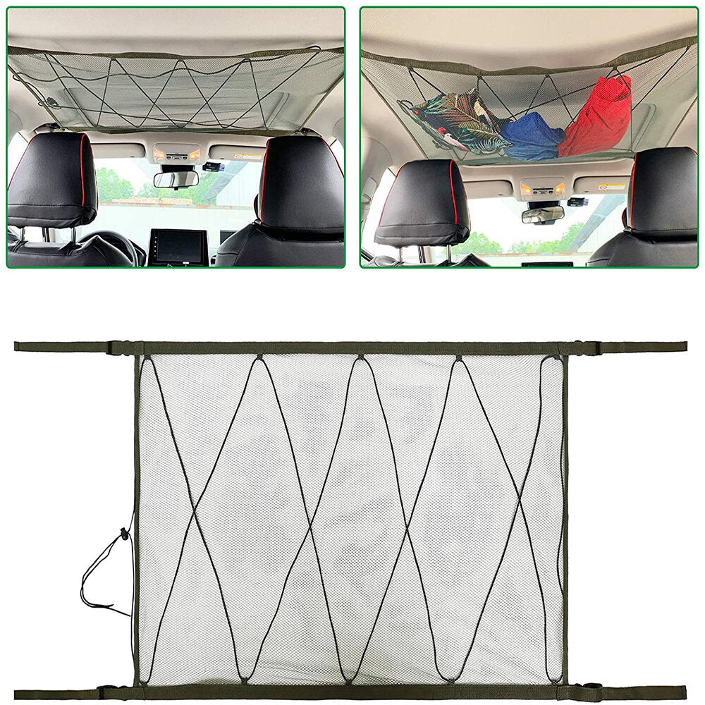 Car Ceiling Storage Net Pocket Universal Car Roof Interior Cargo Net Bag with Zipper Car Trunk Storage Image 2