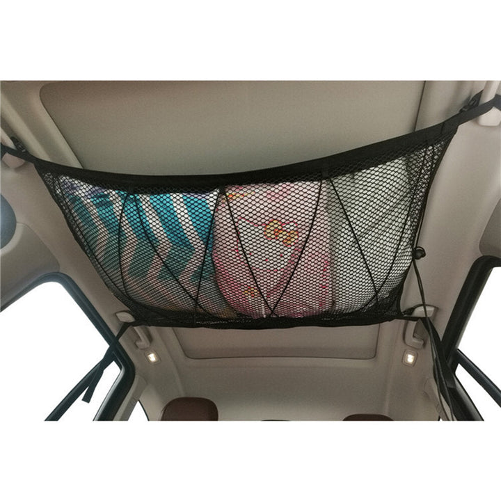 Car Ceiling Storage Net Pocket Universal Car Roof Interior Cargo Net Bag with Zipper Car Trunk Storage Image 3