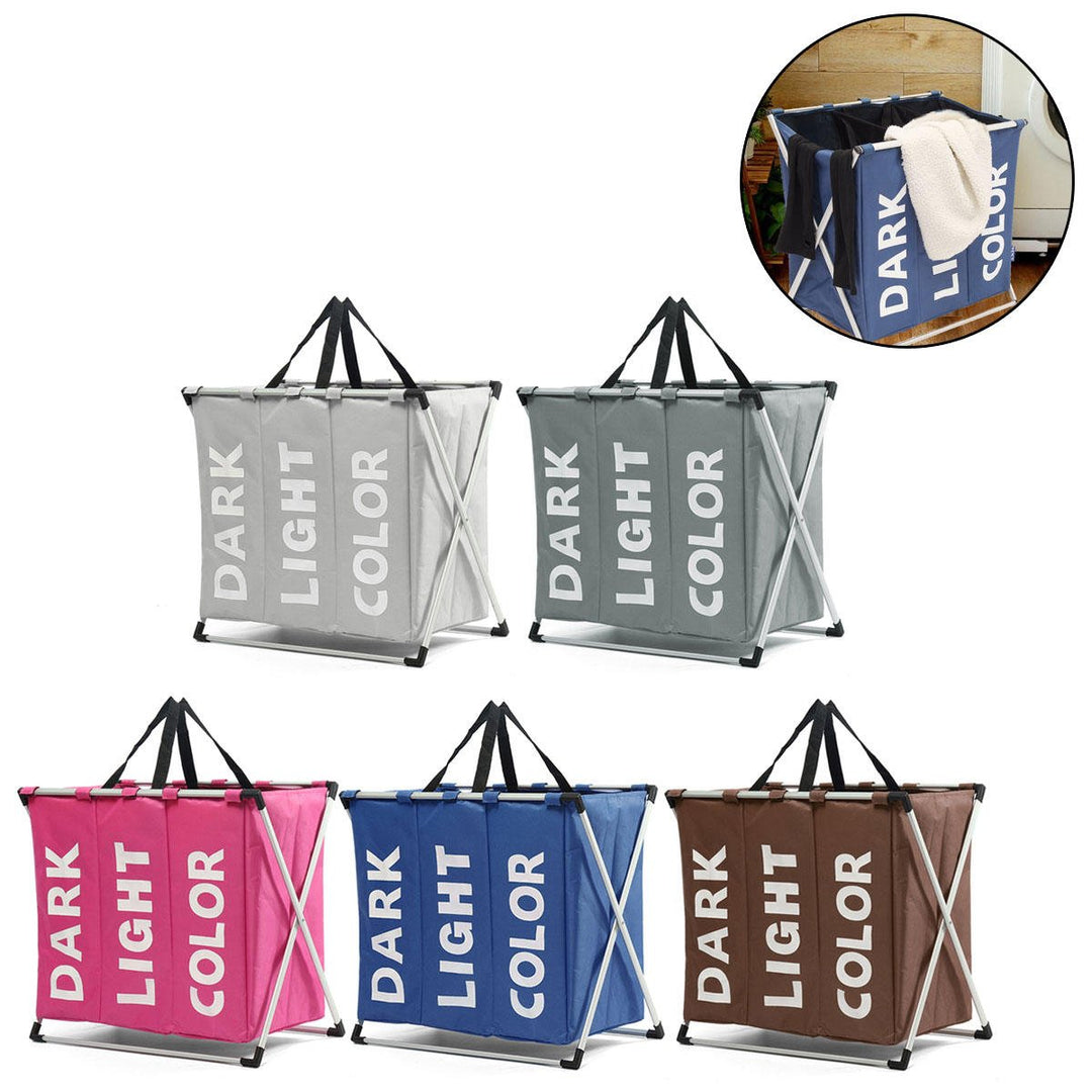 Cloth Lattice Laundry Basket Three Dirty Clothes Home Furnishing Lint Dirty Clothes Storage Baskets Image 1