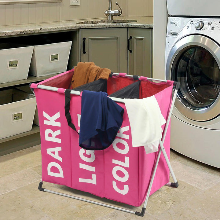 Cloth Lattice Laundry Basket Three Dirty Clothes Home Furnishing Lint Dirty Clothes Storage Baskets Image 5