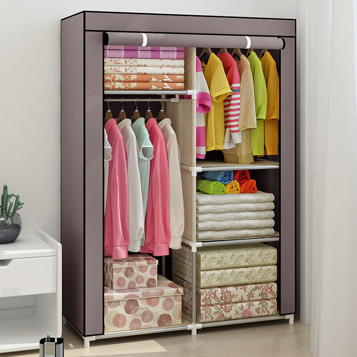 Clothes Closet Portable Wardrobe Closet Storage Organizer Clothes Hanging Rack With Shelf Image 7