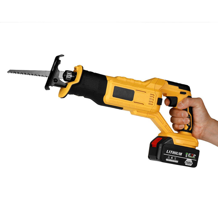 Cordless Electric Reciprocating Saw Variable Speed Metal Wood Cutting Tool W, None,1,2pcs Battery and 4 Blades Image 3