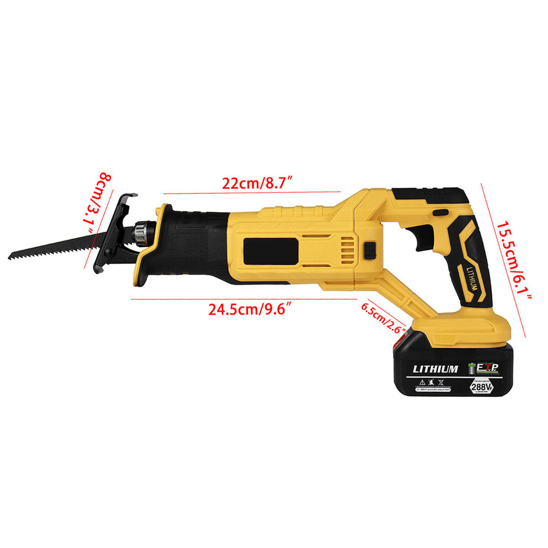 Cordless Electric Reciprocating Saw Variable Speed Metal Wood Cutting Tool W, None,1,2pcs Battery and 4 Blades Image 4