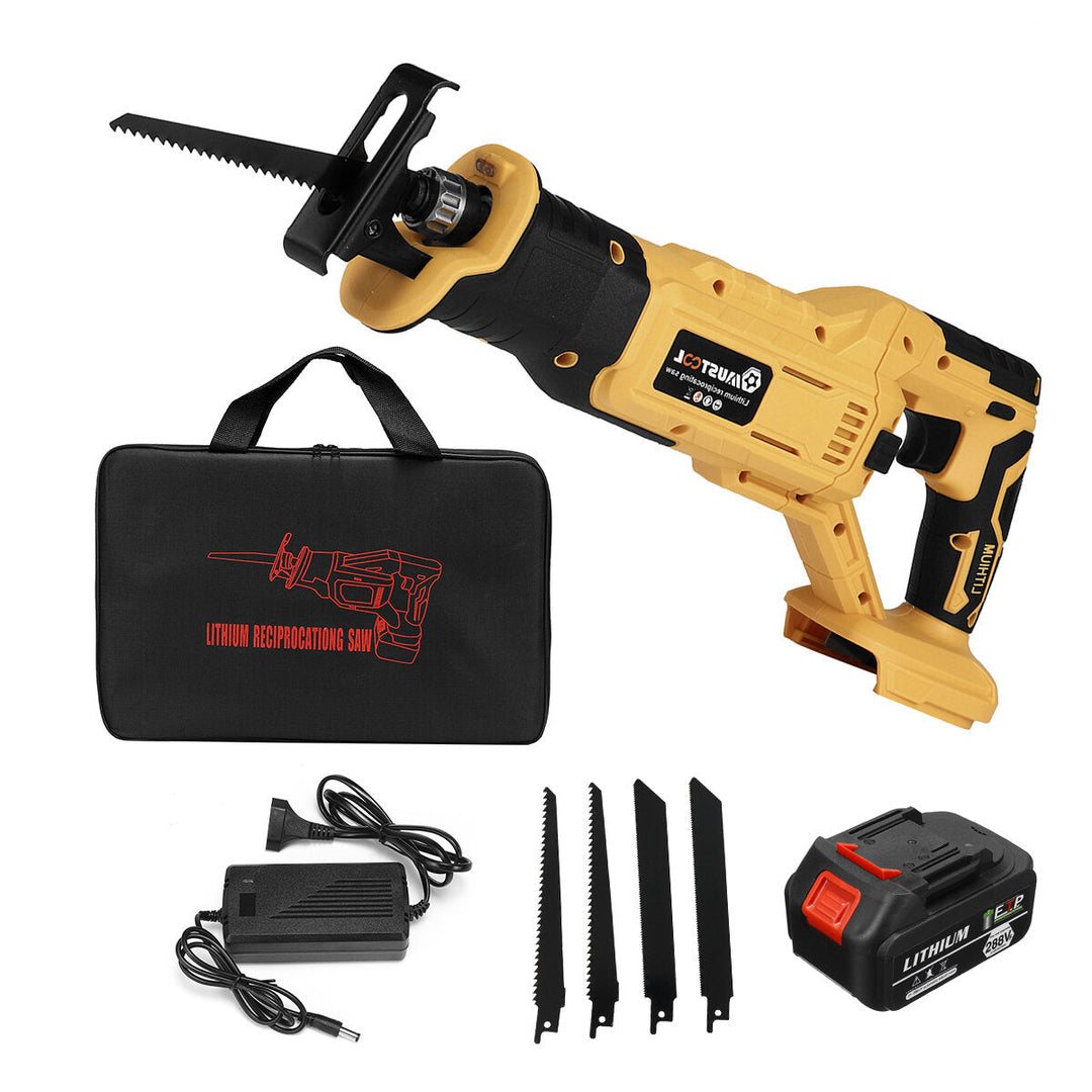 Cordless Electric Reciprocating Saw Variable Speed Metal Wood Cutting Tool W, None,1,2pcs Battery and 4 Blades Image 10