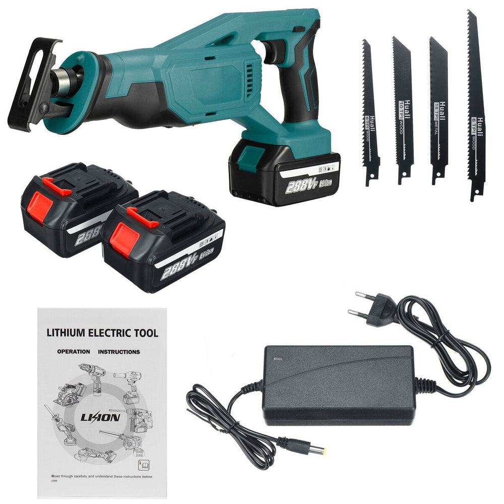 Cordless Reciprocating Saw Rechargeable Electric Recip Sabre Saw W, 4pcs Blade and 2pcs Battery Wood Metal Plastic Image 2