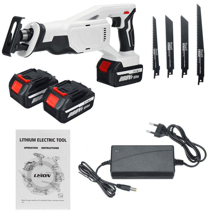 Cordless Reciprocating Saw Rechargeable Electric Recip Sabre Saw W, 4pcs Blade and 2pcs Battery Wood Metal Plastic Image 3