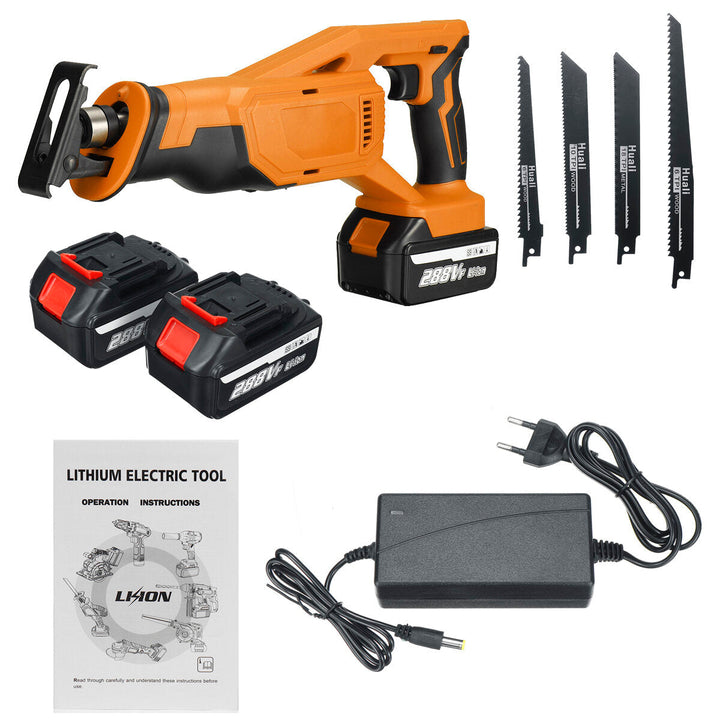 Cordless Reciprocating Saw Rechargeable Electric Recip Sabre Saw W, 4pcs Blade and 2pcs Battery Wood Metal Plastic Image 5