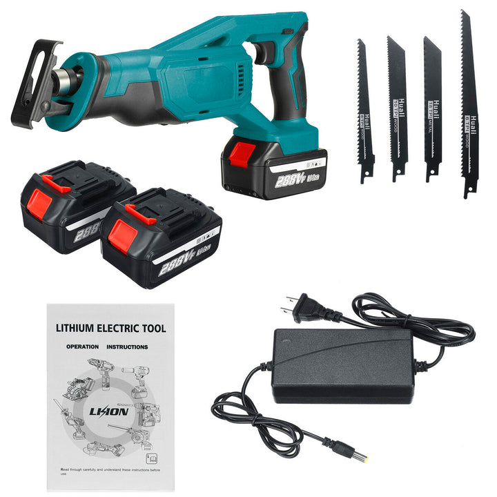 Cordless Reciprocating Saw Rechargeable Electric Recip Sabre Saw W, 4pcs Blade and 2pcs Battery Wood Metal Plastic Image 6