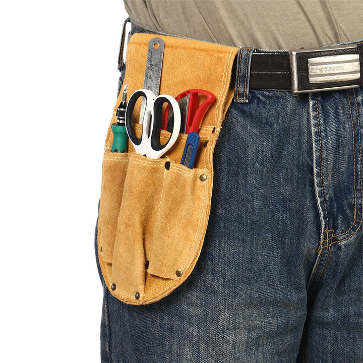 Cowhide Waist Bag Electrical Woodworking Hardware Screwdriver Tools Belt Case Image 7