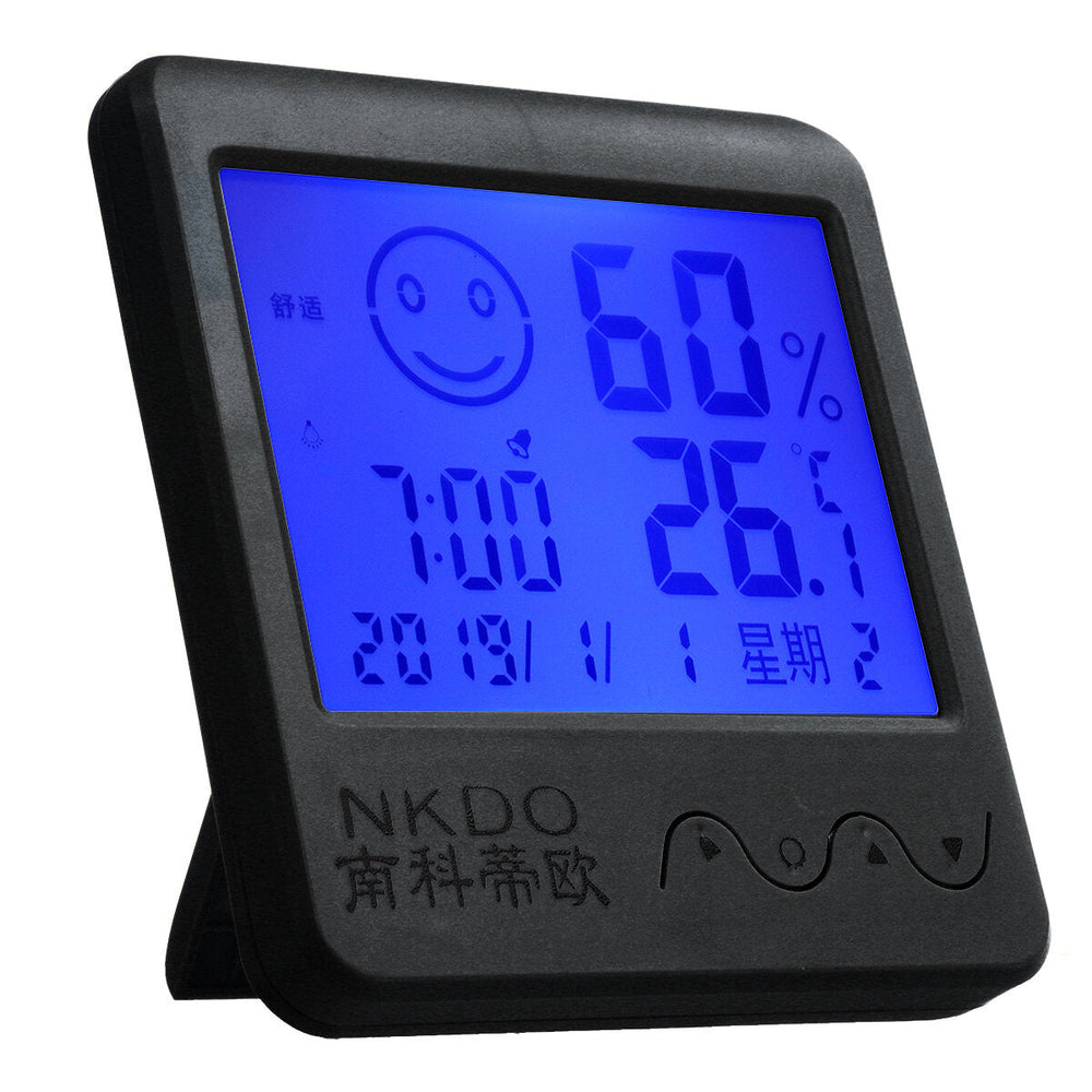 Digital Desktop Thermo-hygrometer Alarm Clock LCD Screen Temperature Humidity Image 2