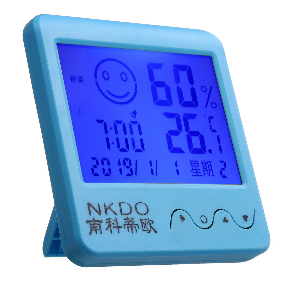 Digital Desktop Thermo-hygrometer Alarm Clock LCD Screen Temperature Humidity Image 3