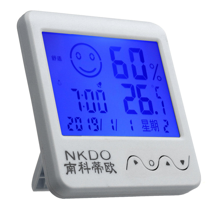 Digital Desktop Thermo-hygrometer Alarm Clock LCD Screen Temperature Humidity Image 4