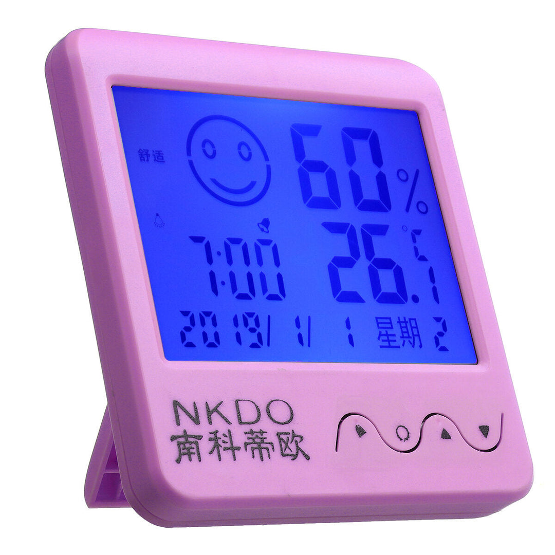 Digital Desktop Thermo-hygrometer Alarm Clock LCD Screen Temperature Humidity Image 5