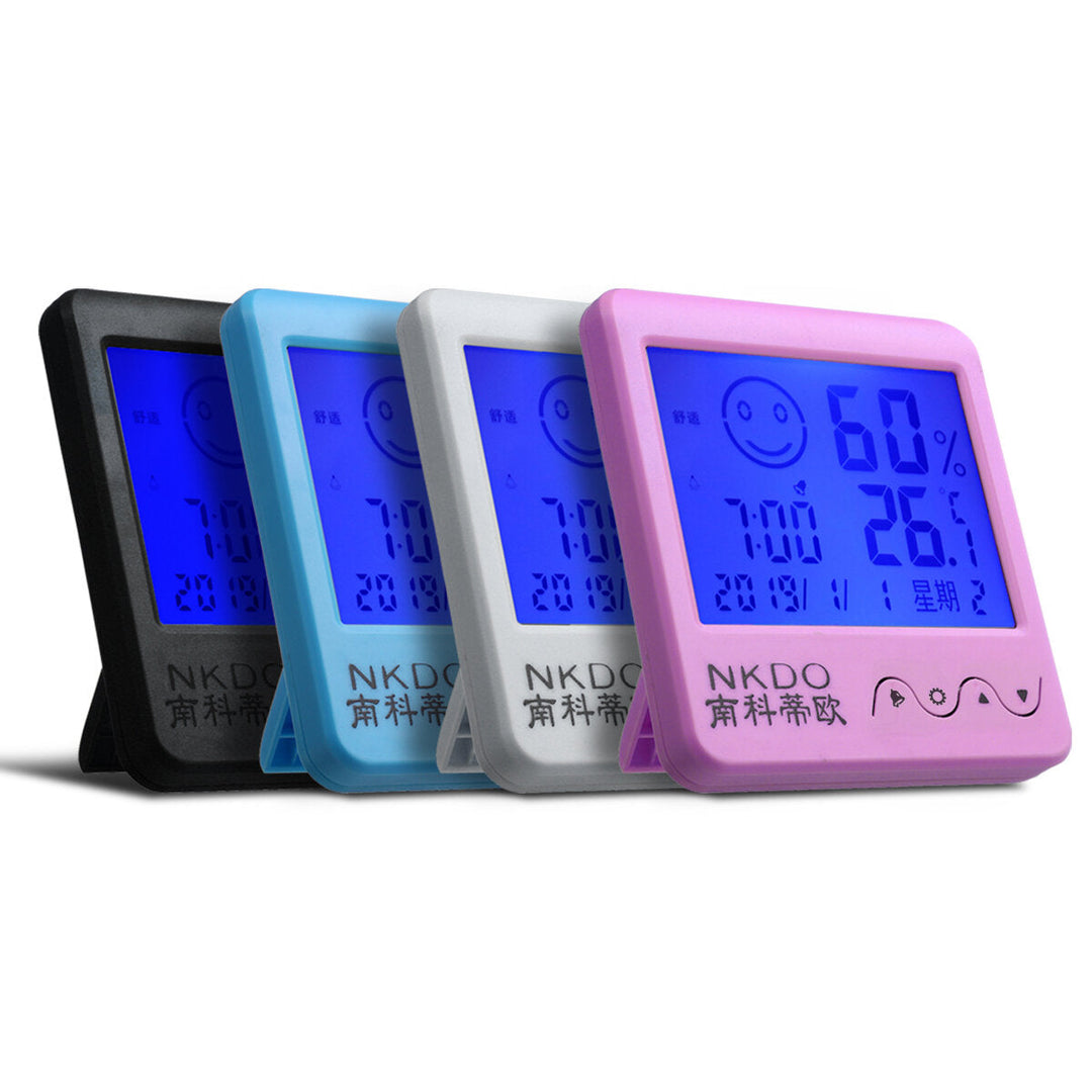 Digital Desktop Thermo-hygrometer Alarm Clock LCD Screen Temperature Humidity Image 6