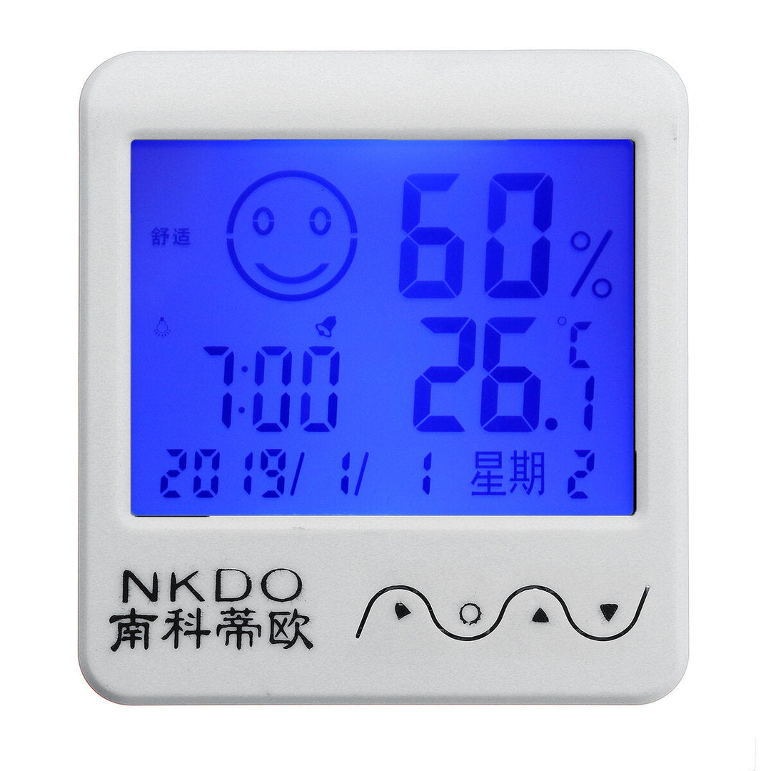 Digital Desktop Thermo-hygrometer Alarm Clock LCD Screen Temperature Humidity Image 8