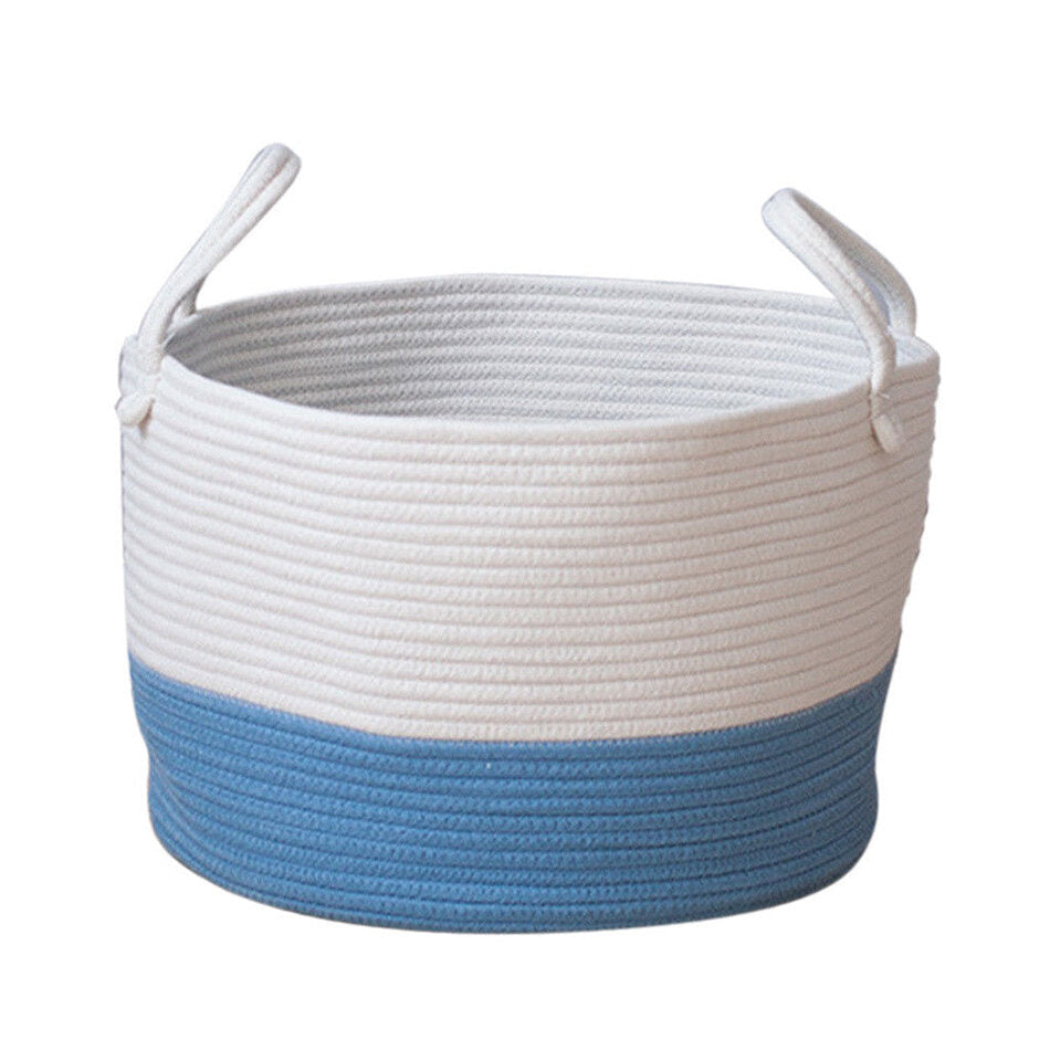 Cotton Rope Storage Basket Baby Laundry Basket Woven Baskets with Handle Bag Image 5