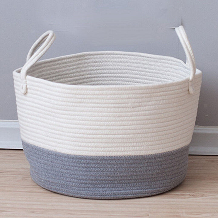 Cotton Rope Storage Basket Baby Laundry Basket Woven Baskets with Handle Bag Image 6