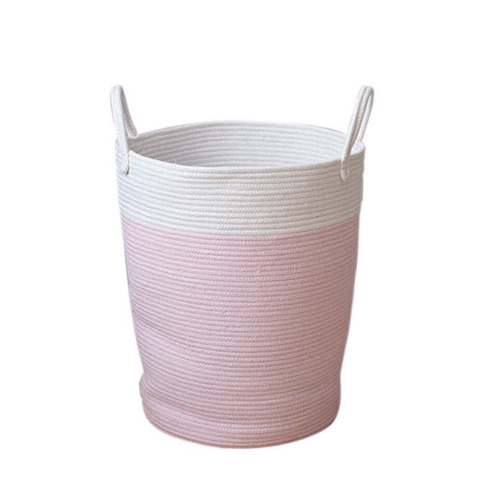 Cotton Rope Storage Basket Baby Laundry Basket Woven Baskets with Handle Bag Image 9