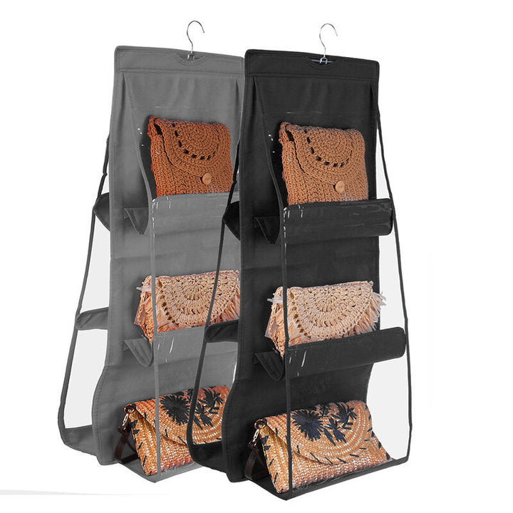 Double-sided Six-layer Hanging Handbag Closet Wardrobe Bag Storage Holder Image 1