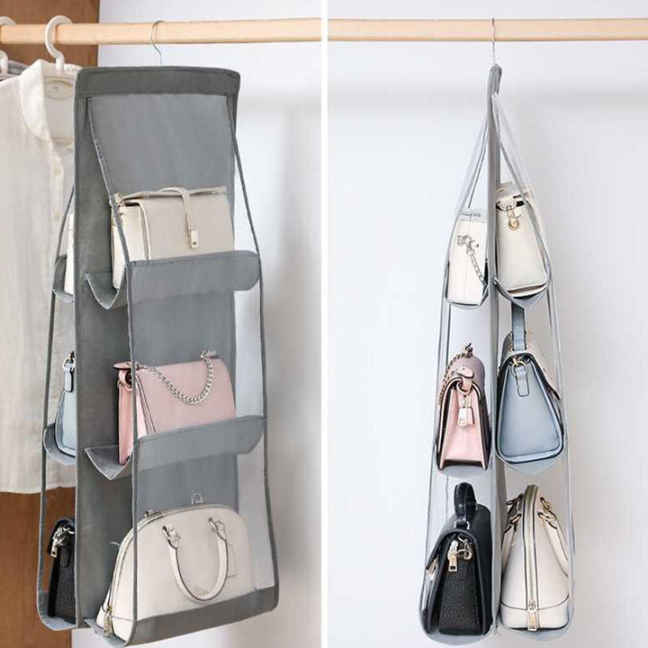 Double-sided Six-layer Hanging Handbag Closet Wardrobe Bag Storage Holder Image 9