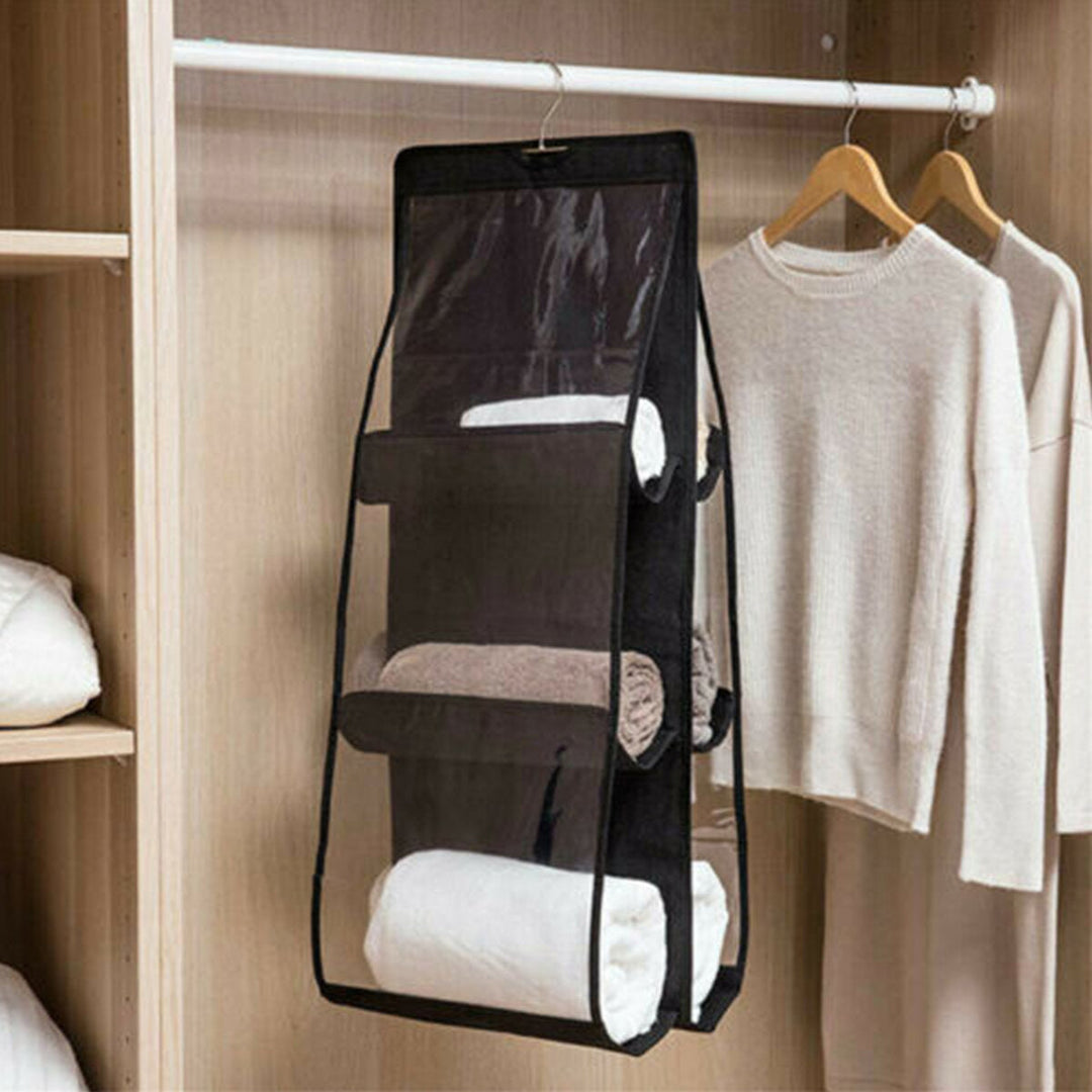 Double-sided Six-layer Hanging Handbag Closet Wardrobe Bag Storage Holder Image 10