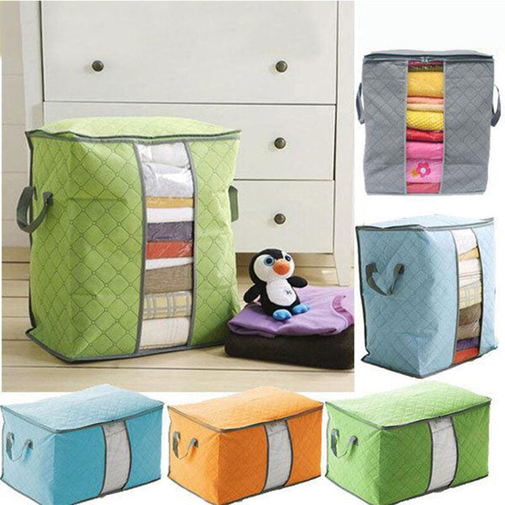 High Capacity Clothes Quilts Storage Bag Folding Organizer Bags Bamboo Portable Storage Container Image 1