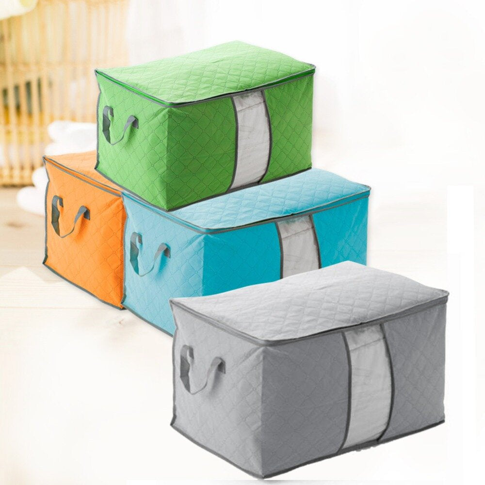 High Capacity Clothes Quilts Storage Bag Folding Organizer Bags Bamboo Portable Storage Container Image 6