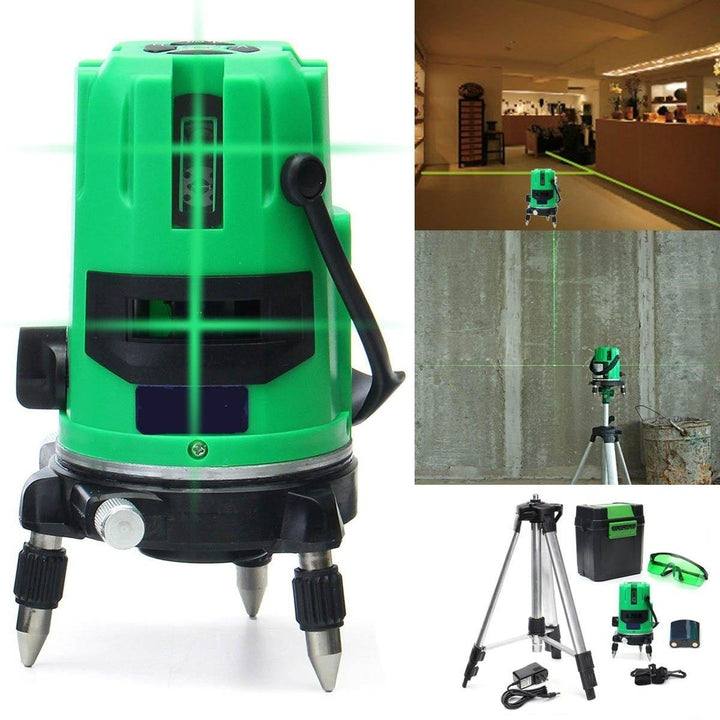 Green 3 Line 4 Points Laser Level 360 Rotary Laser Line Self Leveling with Tripod Image 1