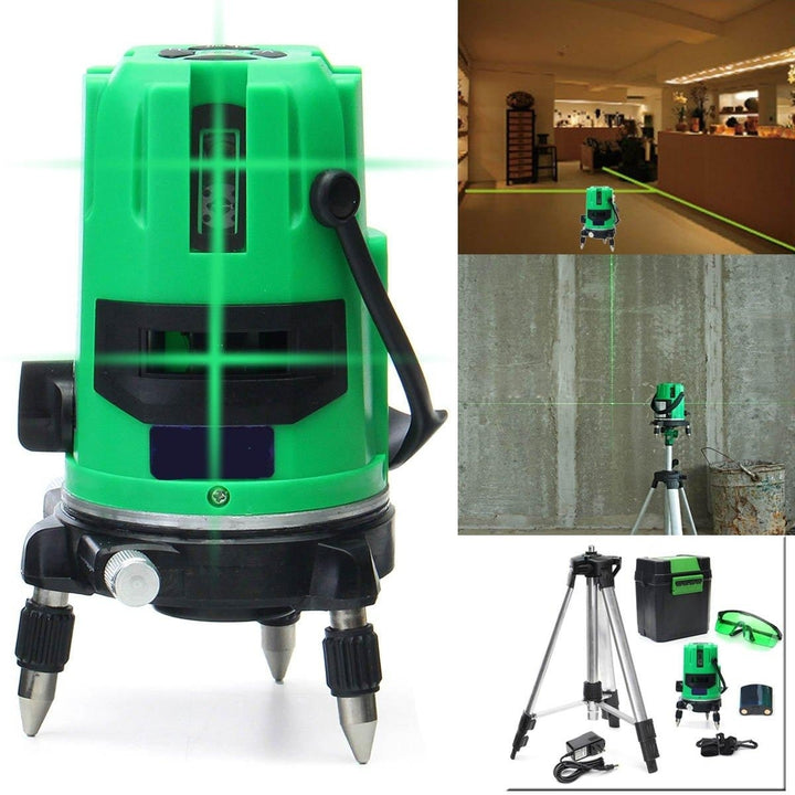 Green 2 Line 2 Points Laser Level 360 Rotary Laser Line Self Leveling with Tripod Image 1