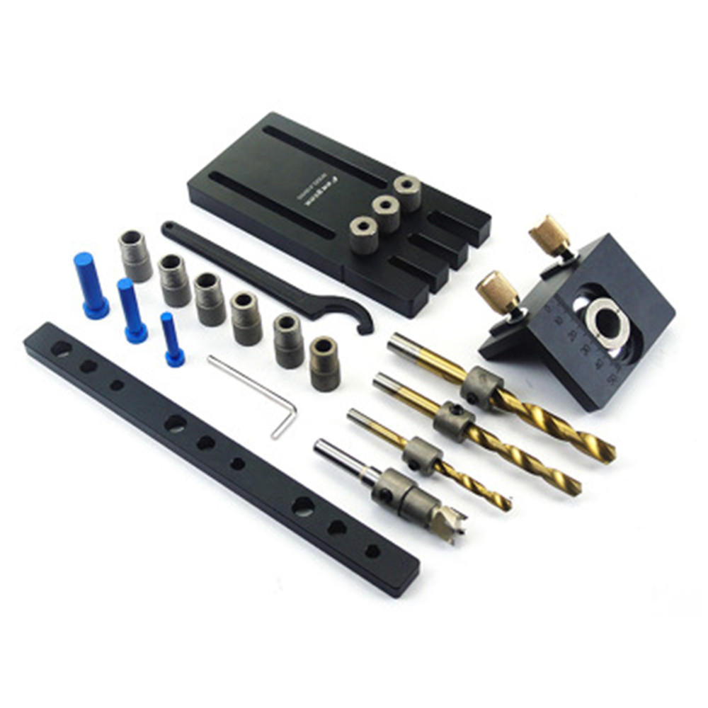 Jig Set Aluminium Alloy 3 In 1 Woodworking Dowel Drilling Position Jig Drilling Guide Kit Image 2