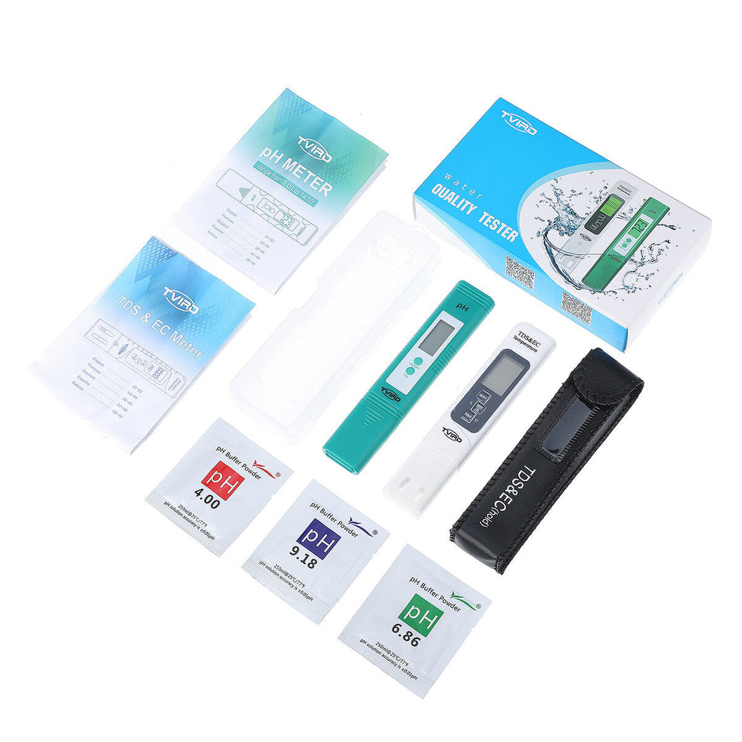 LCD Digital PH Meter + 3 in 1 TDS-EC Water Purity Hydroponic Water Tester Pen Image 9