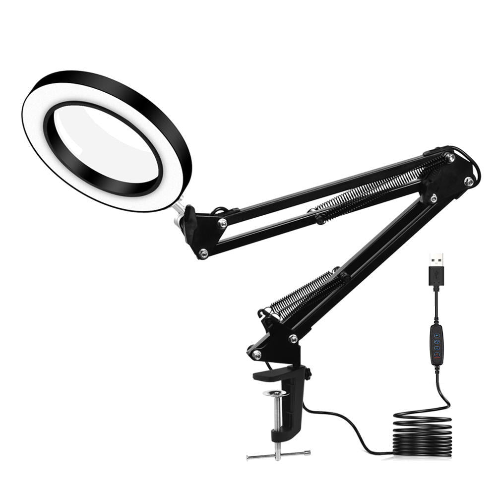 Lighting LED 5X 740mm Magnifying Glass Desk Lamp with Clamp Hands USB-powered LED Lamp Magnifier with 3 Modes Dimmable Image 1