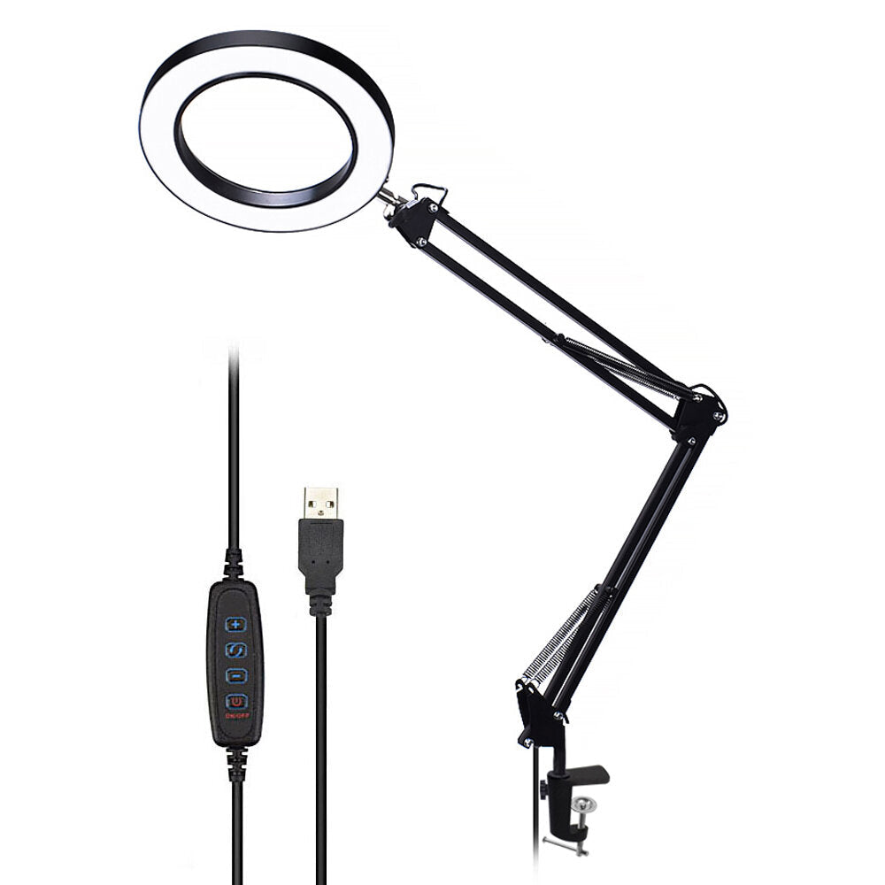 Lighting LED 5X 740mm Magnifying Glass Desk Lamp with Clamp Hands USB-powered LED Lamp Magnifier with 3 Modes Dimmable Image 9