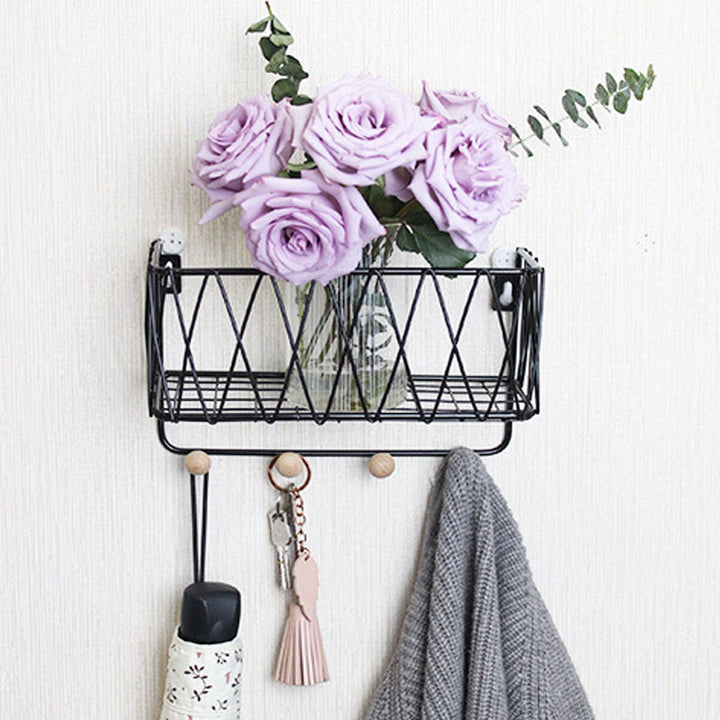 Kitchen Rack Toilet Bathroom Wrought Iron Wall Storage Rack Hanging Basket Image 1