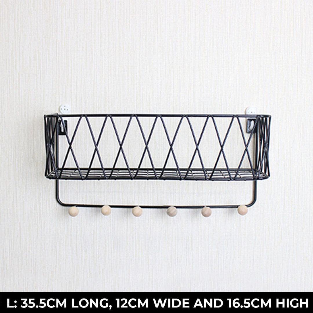 Kitchen Rack Toilet Bathroom Wrought Iron Wall Storage Rack Hanging Basket Image 5