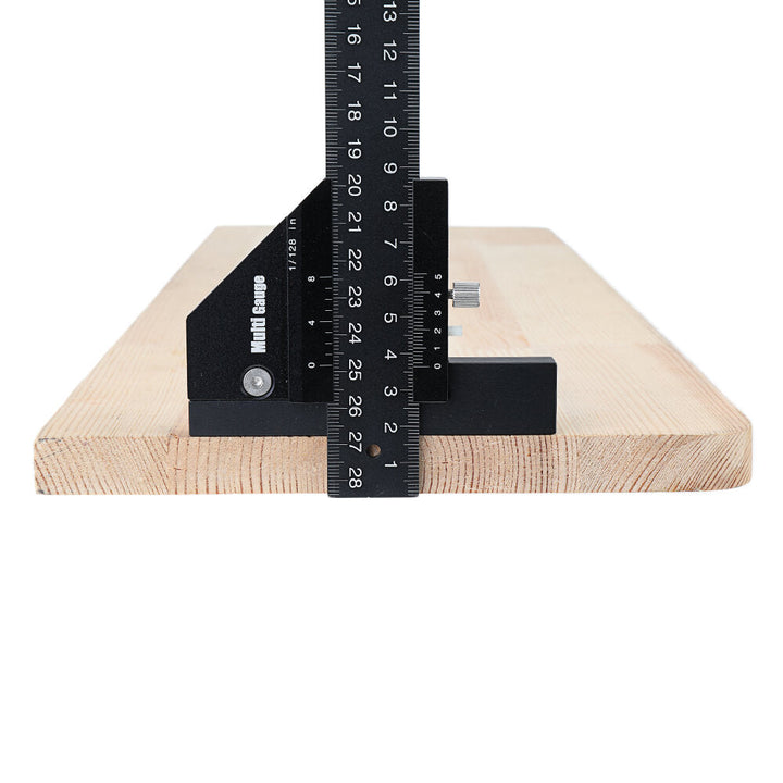 Multi-function Inch and MM Woodworking Scriber Gauge Aluminum Measuring Marking Framing Ruler Tool for Carpentry Image 1