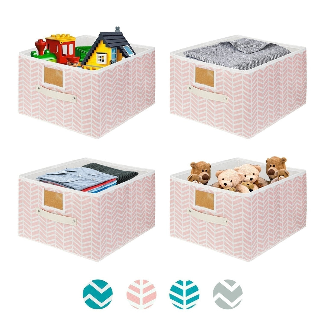 Non-woven Fabric Storage Basket Large Capacity Foldable Storage Bin with Two Handles Image 3